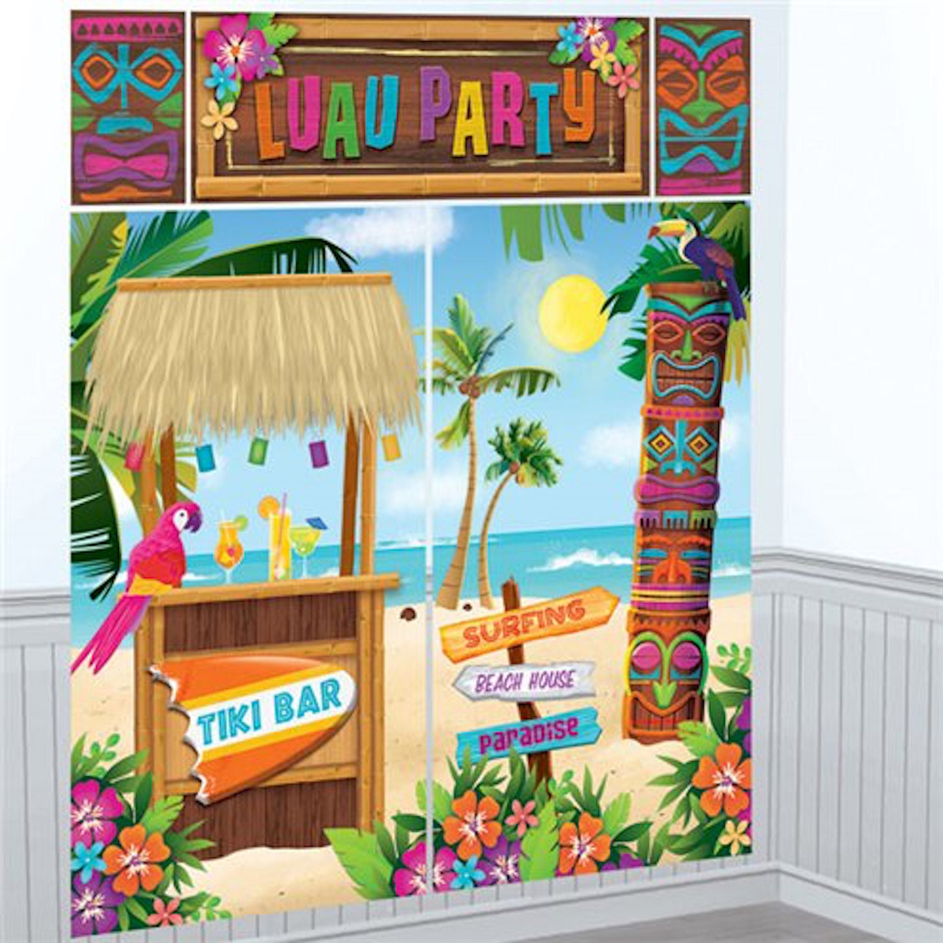 55cm Hawaiian Decoration Party Birthday Decoration 12 Tiki Luau Hanging Swirls