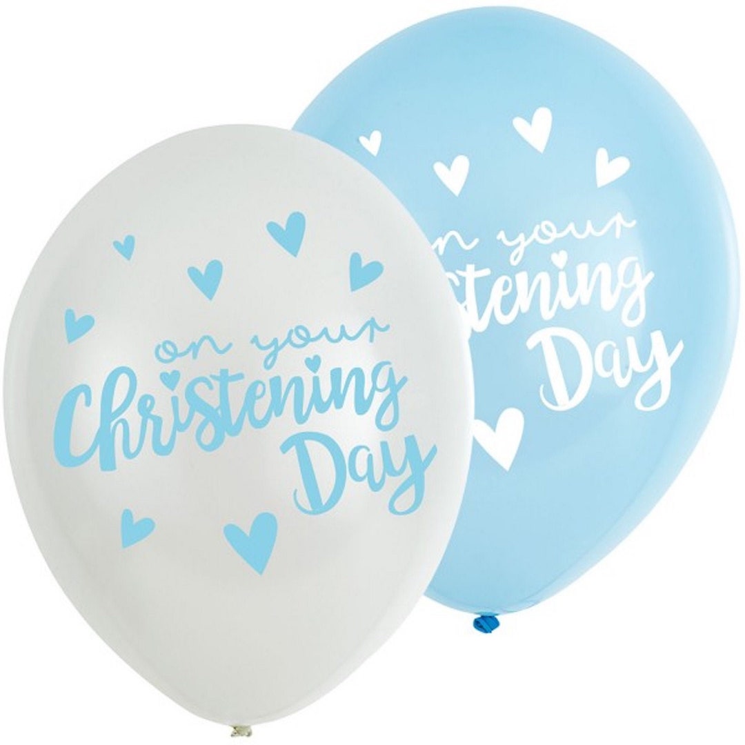 Blue Christening Balloons Blue Christening Decoration Baby Etsy UK