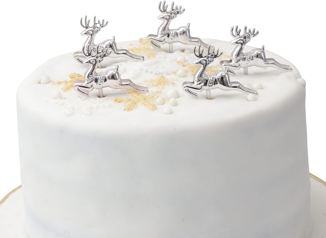 thumbnail image 2 of 5-Pack LGT Brown Reindeer Christmas Cake Decorations – Cupcake & Yule Log Toppers 2 of 6