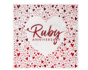 Ruby Anniversary Napkins - ruby anniversary decorations, ruby wedding anniversary, anniversary party decor, anniversary table decor