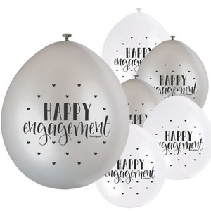 Happy Engagement Balloons - 10 Pack , hanging engagement party decorations, engagement party balloons, happy engagement decorations