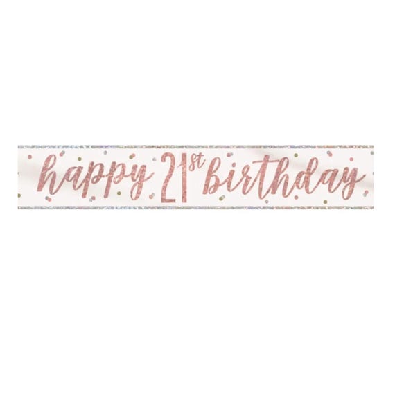 21st Birthday Banner - 21 birthday decorations rose gold