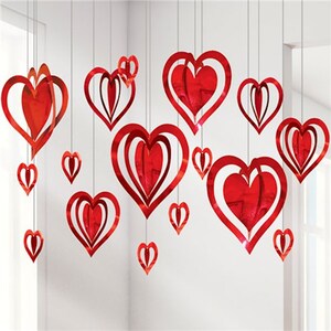 Foil Hanging Hearts - valentines decorations, valentines day decor, valentines day decorations, hanging heart decoration