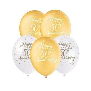 Golden Anniversary Balloons - golden anniversary decoration, anniversary party decor, happy anniversary balloons, golden wedding anniversary