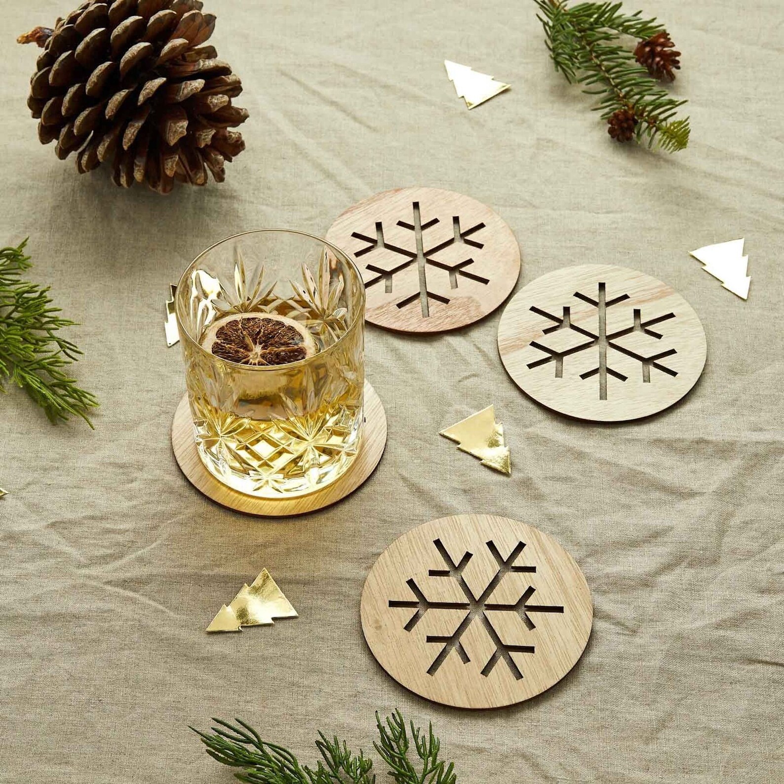 Wooden Snowflake Coasters Wooden Christmas Decorations, Christmas Home