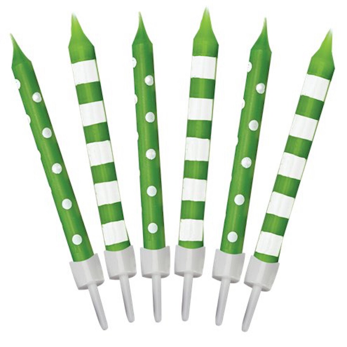 12 Green Dots & Stripe Candle green birthday candles green Etsy