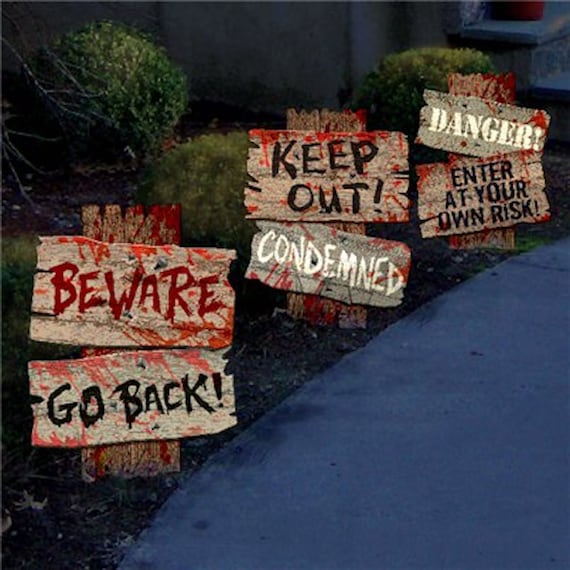 Cemetery Path Signs - halloween decorations, outdoor halloween decor, halloween cemetery signs, halloween party decor