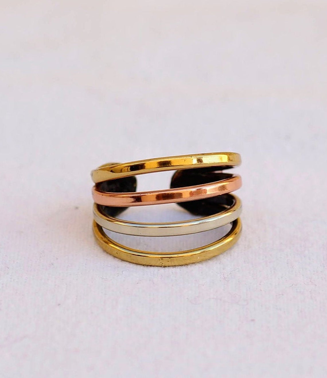 Three Metal Rings Multi Metal Ring Mixed Metal Ring Hand Etsy