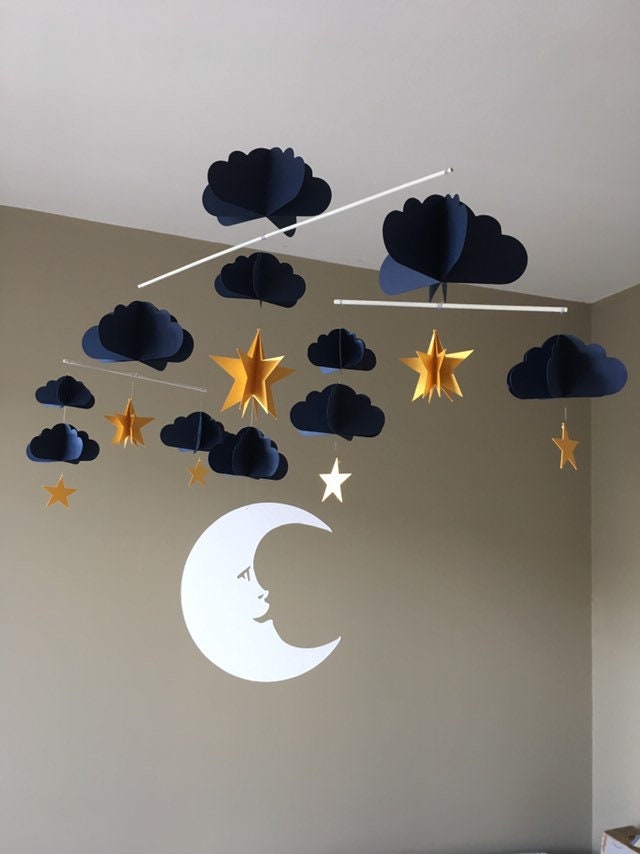 Mobile Bébé Lune Étoile Nuage Montessori Origami Cinétique Unisexe