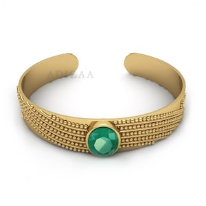 Gepunktetes Muster Edelstein-Manschettenarmband, grüner Onyx facettierter Edelstein-Armreif mit 18k Gold gefüllt, handgemachter Armreif für Geschenk