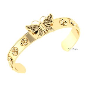 18K Gold Filled Butterfly Bangle, Gold Cuff Bracelet, Dainty Bracelet, Everyday Bracelet, Adjustable Bracelet, Brass Jewelry, Gift for Her