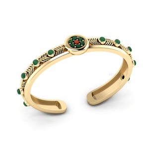 Grüner Aventurin, roter Jaspis-Armreif, Mini Cabochon Oval Form Messing Armreif, Gold Finish einstellbar filigrane Muster Armreif für Mädchen