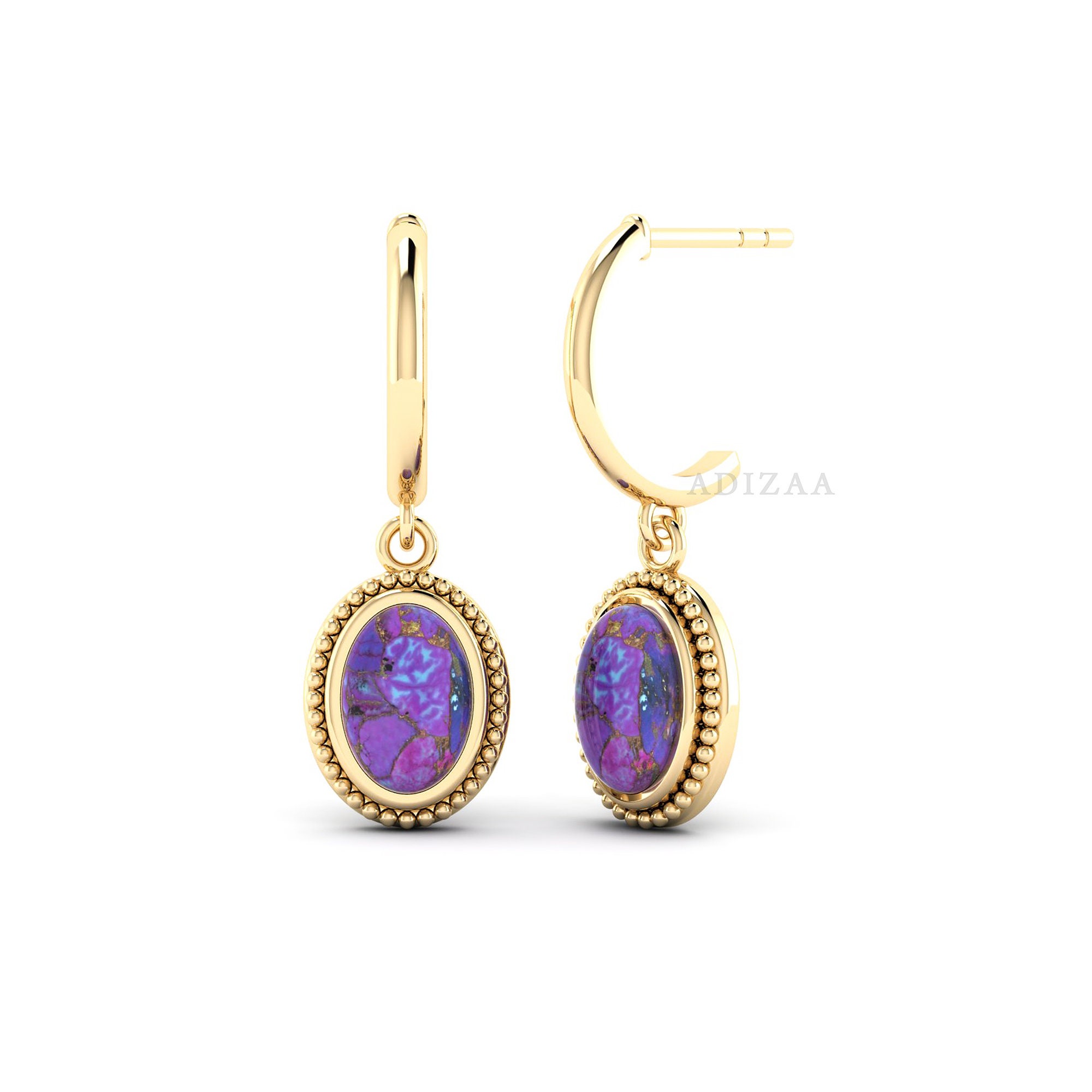 楕円形のレッドジャスパー宝石ボヘミアンイヤリング、Jバリ宝石