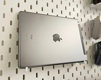 iPad tablet Microsoft Surface display holders | IKEA SKÅDIS or UPPSPEL pegboard accessory | All tablet holder