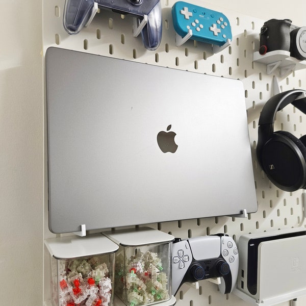 MacBook Display Mount Holder 1 pair | IKEA SKÅDIS or UPPSPEL pegboard accessory | Apple | 3D print | 29mm