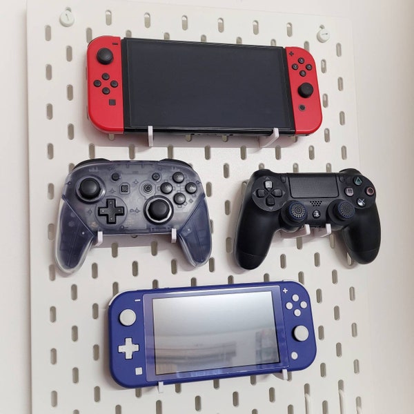 Controller Display Mount Holder 1 pair | IKEA SKÅDIS or UPPSPEL pegboard accessory | Nintendo Switch | Lite | Pro | PS4 | PS5 | Xbox