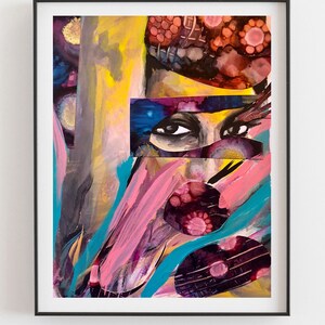 ボヘミアンアート、モダンアート、花を持つ女性、抽象アート、アートプリント、額入りアートプリント「フラミンゴ」TRONJA 作