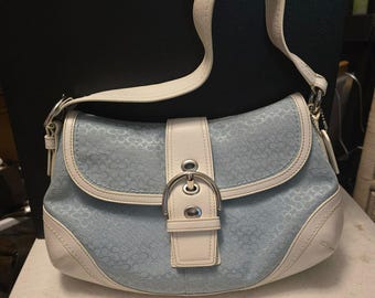 Vintage Coach Y2k 00s Rare Light Turquoise Tiffany Blue Soho Hobo