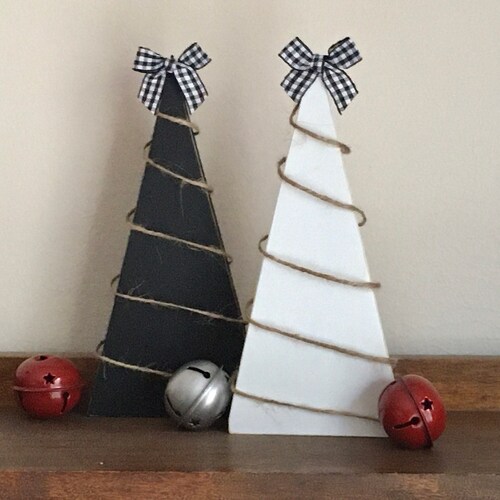 Christmas Wood Trees Wood Tree Set Tiered Tray Decor Etsy