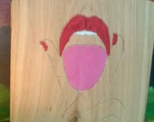 Lips fingers and Tongue, female line art, sexy art, female body, minimalist, home decor, erotic art, lips, lgbtq, lesbian,