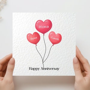Nombres de tarjetas de aniversario Tarjeta de aniversario de bodas con fecha personalizada para esposo, esposa, pareja, novia y novio