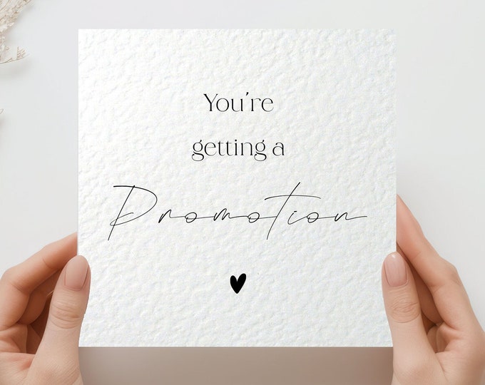 You're Getting A Promotion Baby Announcement Card Square White Hammered Card 6"x6" Pregnancy Announcement Card Grandparents Auntie Uncle
