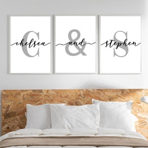 Couple Name Initial Wall Art Prints: Set of 3