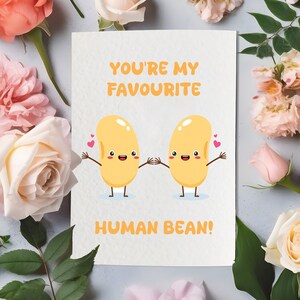 Tarjeta de San Valentín con el frijol favorito / Tarjeta divertida de San Valentín / Tarjeta para novia, novio, esposa y marido / Tarjeta con sobre blanco, tarjeta A6
