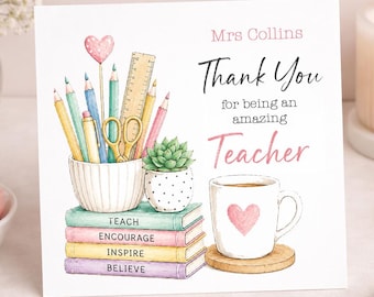 Personalised Thank You Teacher Card Pack Of Thank You Cards Teaching Assistant Card