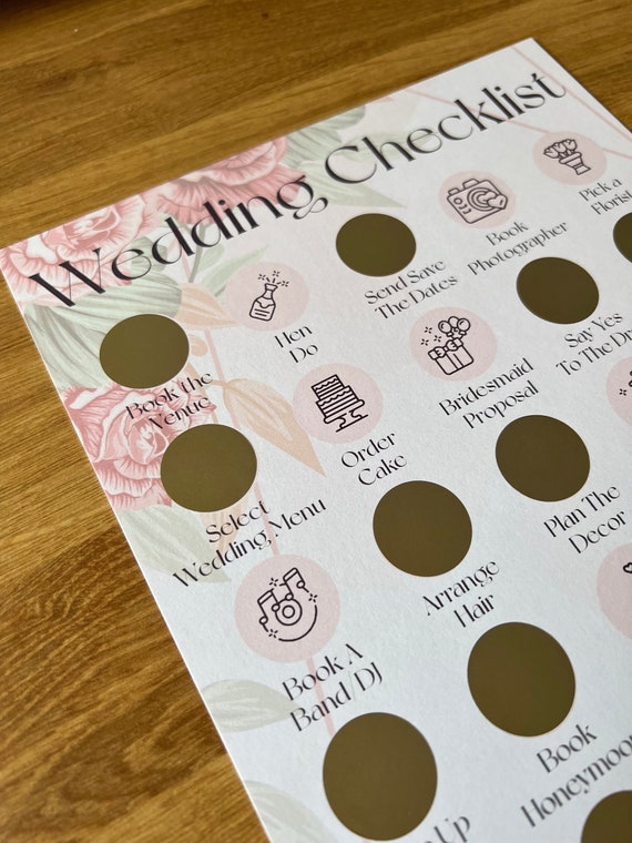 Wedding Checklist Scratch Off Poster / Engagement Gift / Wedding Planning