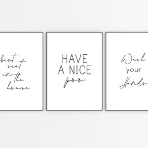 Bathroom Prints Set of 3: Funny Restroom Wall Art