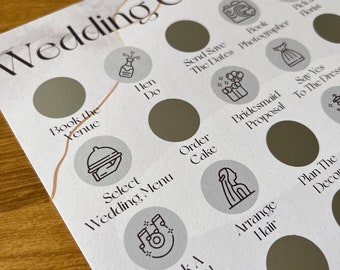 Wedding Checklist Scratch Off Poster Marble / Engagement Gift / Wedding Planning