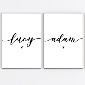 Personalised Couple Names Print Set of 2