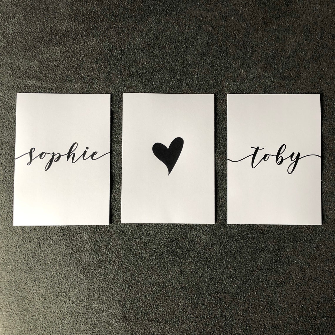 Personalised Couple Names Print With Heart Set of 3 - Etsy