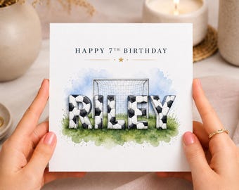 Personalised Football Birthday Card | Custom Name & Age Card for Boy | Soccer Birthday Card | Football Fan Son Grandson Nephew