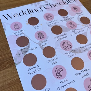 Poster gratta e vinci con lista di controllo per il matrimonio Fiori / Regalo di fidanzamento / Pianificazione del matrimonio