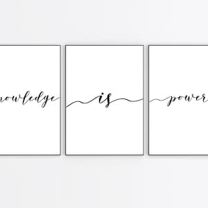 Ensemble d'impression Knowledge is Power : décoration d'intérieur minimaliste