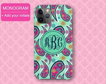Monogram Phone Case, Paisley case, Personalized iPhone 11 Case, iPhone 11 Pro, iPhone XR Case, Phone Case, iPhone 8