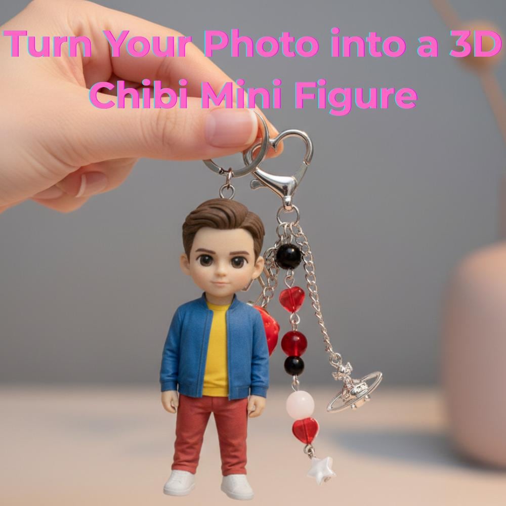 Customizable Figure Keychains Custom Cartoon Keychain | Turn Your Photo Into a 3D Chibi Mini Figure ...