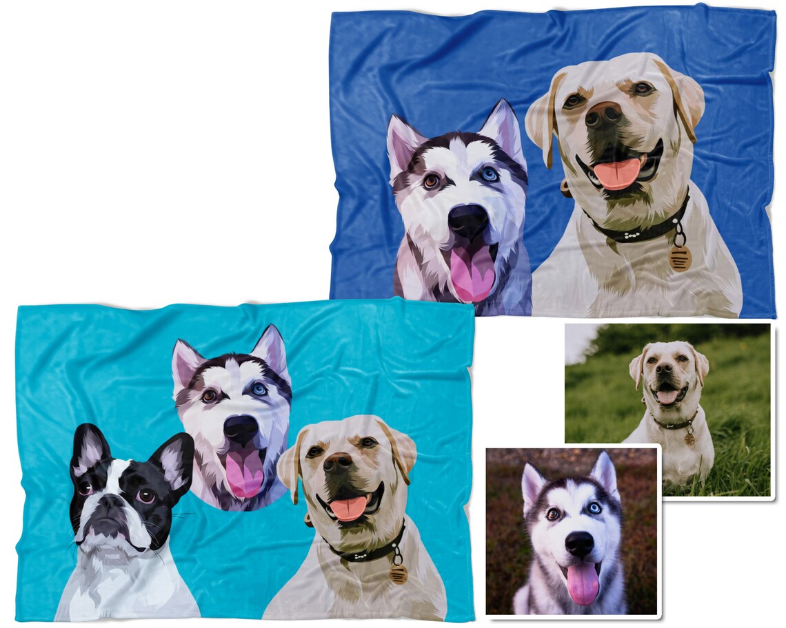 Your Dog On A Blanket Personalized Pet Photo Blanket Custom Etsy