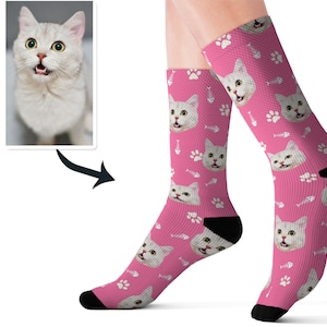 Customized Cat Socks - Put Your Cute Cat on Custom Socks, Cat Lovers, Cat GIft, Cute Cat Personalized, Cat Gift Socks
