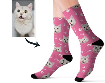 Customized Cat Socks - Put Your Cute Cat on Custom Socks, Cat Lovers, Cat GIft, Cute Cat Personalized, Cat Gift Socks