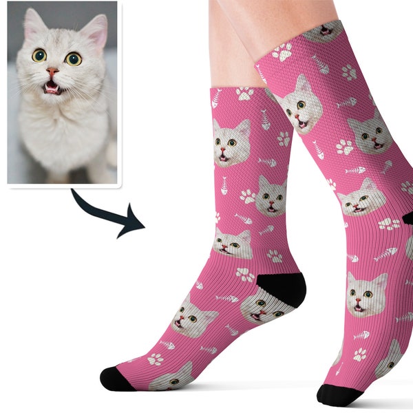 Customized Cat Socks - Put Your Cute Cat on Custom Socks, Cat Lovers, Cat GIft, Cute Cat Personalized, Cat Gift Socks