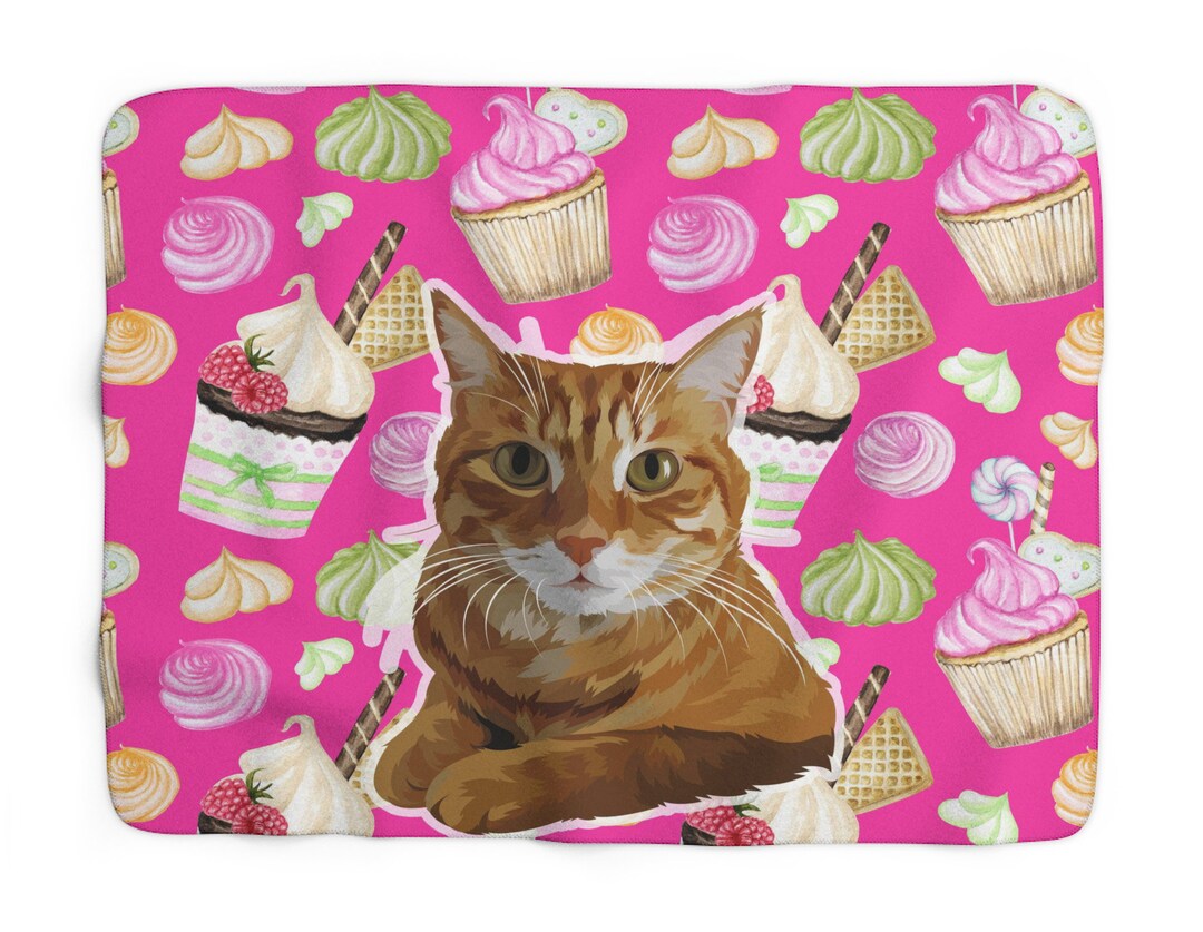 Your Cat on A Blanket, Personalized Photo Blanket, Custom Pet Portrait