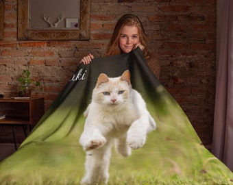 Personalized cat blanket, Picture Blanket, Pet Loss Gifts, Custom Photo Blanket, cat Memorial Gift, photo or collage on a Blanket