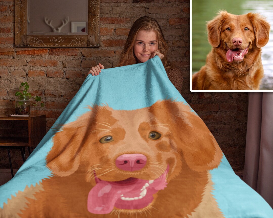 Your Dog on A Blanket, Personalized Pet Photo Blanket, Custom Pet