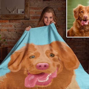 Your Dog On A Blanket, Personalized Pet Photo Blanket, Custom Pet Portrait Blanket gift, Pet Blanket, Dog blankets, cat blanket,Face blanket