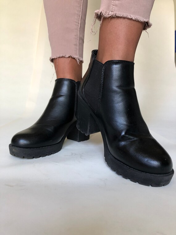 black chunky ankle boots platform