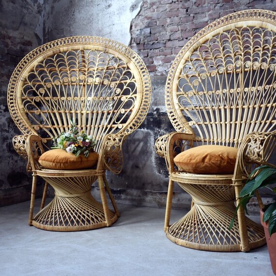 Ornate Rattan Peacock Chair With Swirl Base Price Includes Etsy