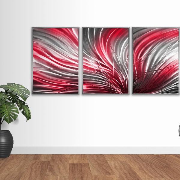 Red Grey Wall Art Etsy